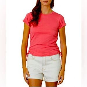 Velvet by Graham and Spencer XL NWOT “Yessie” Top Pink T with Shirred sides